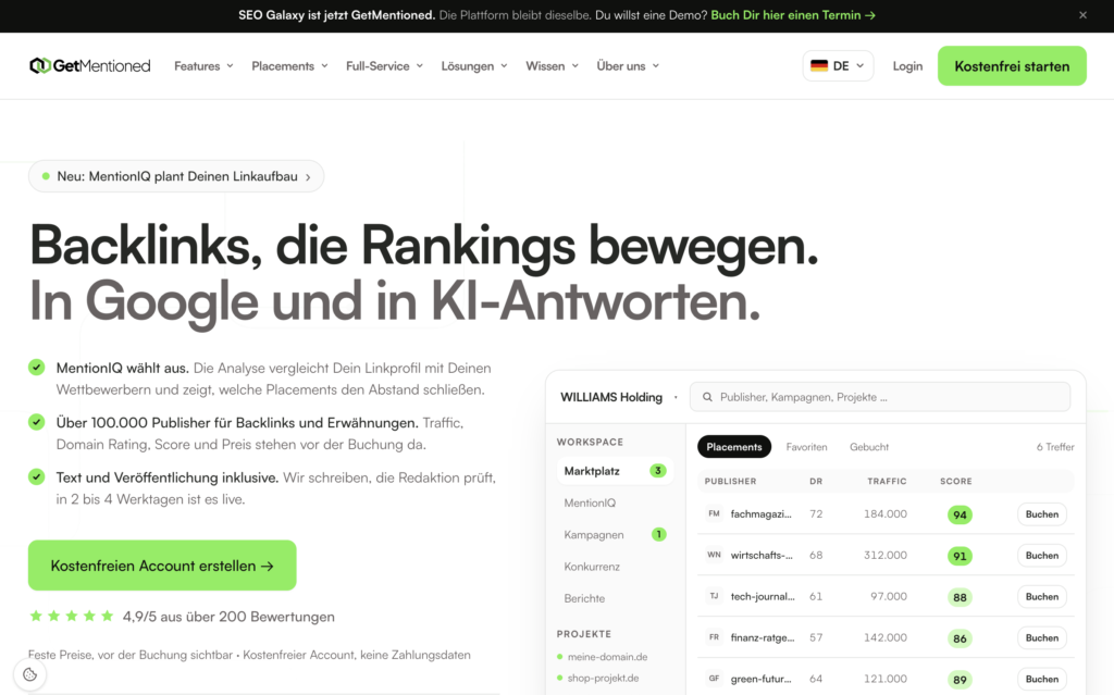 GetMentioned: Festpreise, KI-Gap-Analyse und ein sehr großes Publisher-Netzwerk GetMentioned: Festpreise, KI-Gap-Analyse und ein sehr großes Publisher-Netzwerk